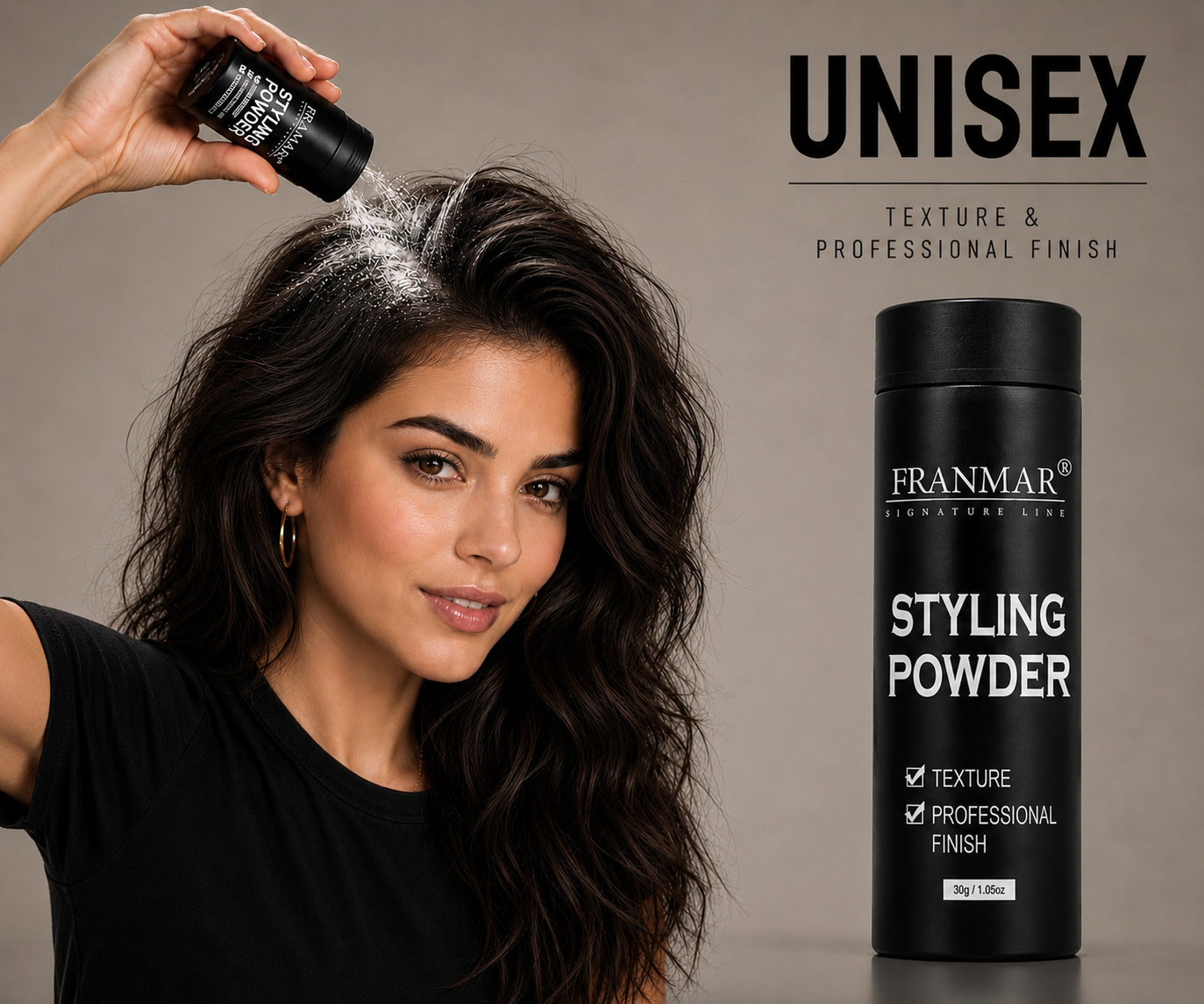 Styling Powder for texture and volume ,matte finish.