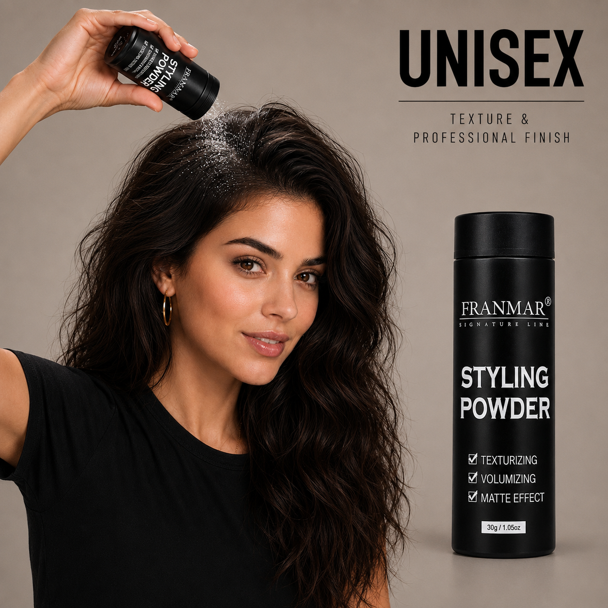 Styling Powder for texture and volume ,matte finish.