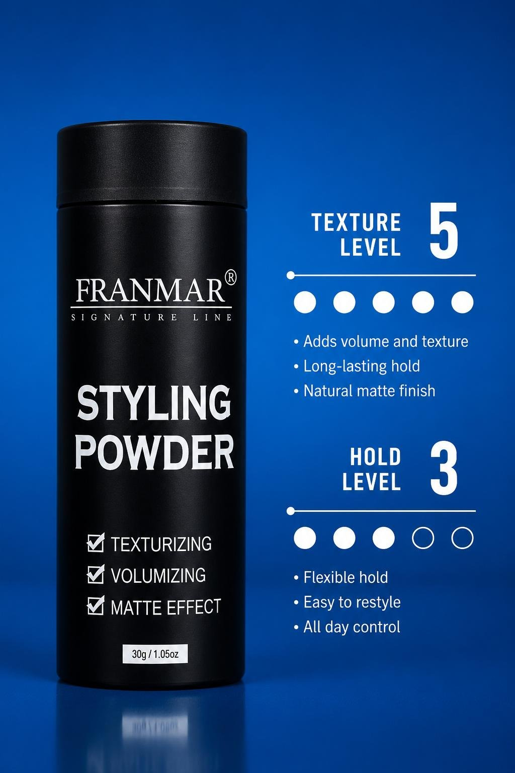 Styling Powder for texture and volume ,matte finish.